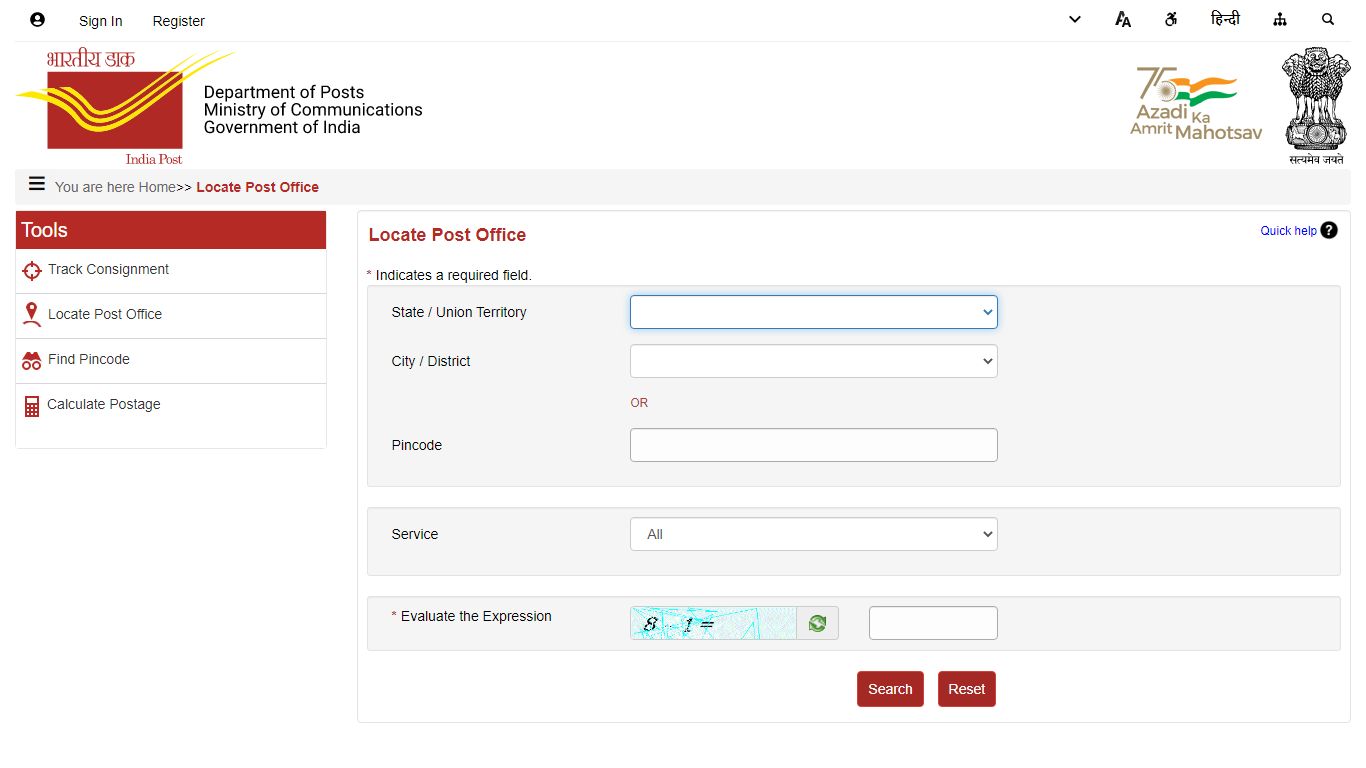 LocatePostOffices - India Post